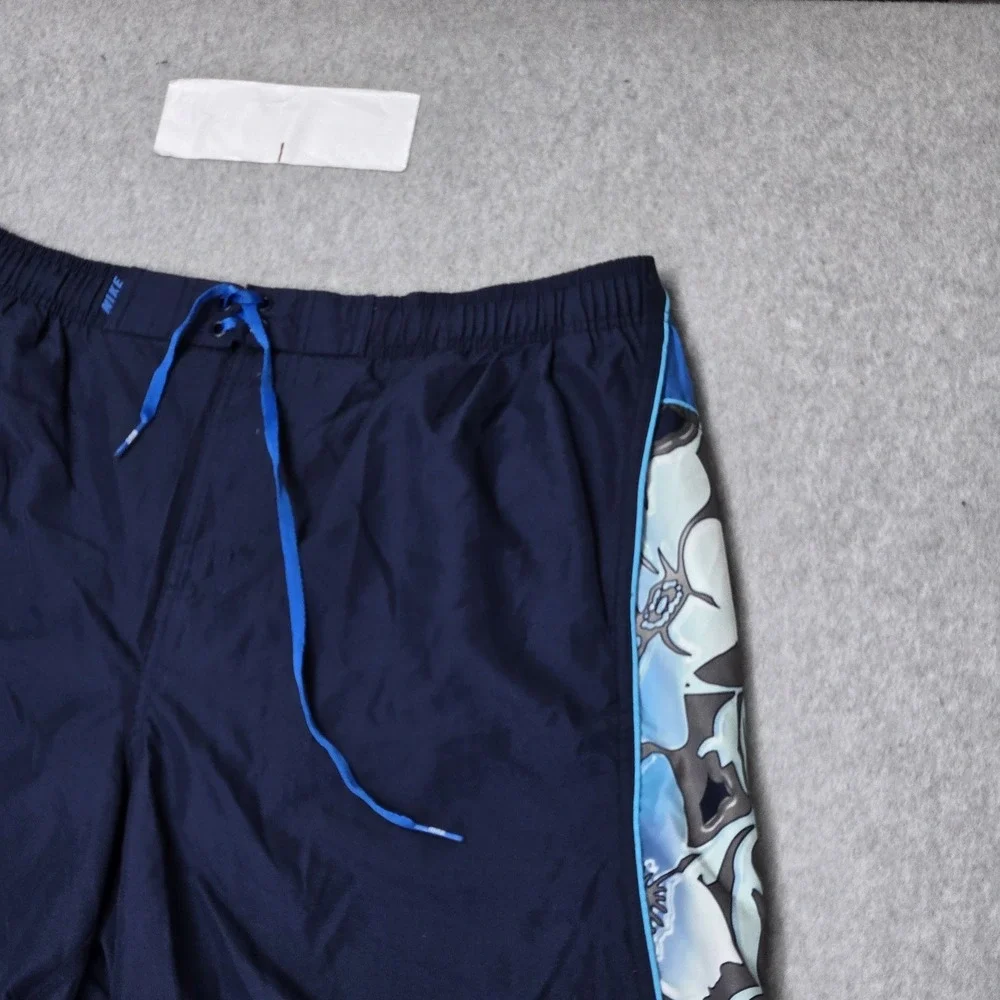 Nike Men Shorts XXL Navy Blue Swimwear Floral Trunks Logo